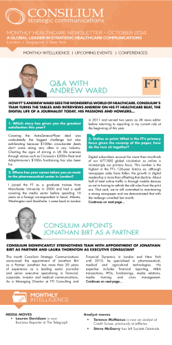 Q&amp;A WITH ANDREW WARD MONTHLY HEALTHCARE NEWSLETTER - OCTOBER 2014