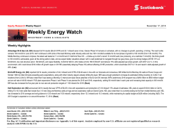 Weekly Energy Watch Weekly Highlights
