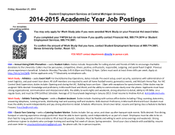2014-2015 Academic Year Job Postings