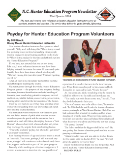 N.C. Hunter Education Program Newsletter Third Quarter 2014