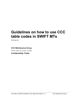 Guidelines on how to use CCC table codes in SWIFT MTs [Subject]