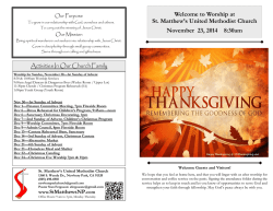 Welcome to Worship at St. Matthew&rsquo;s United Methodist Church Our Purpose