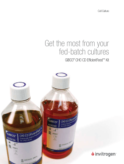 Get the most from your fed-batch cultures GIBCO CHO CD EfficientFeed