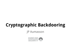 Cryptographic Backdooring JP Aumasson