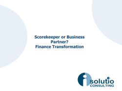 Scorekeeper or Business Partner? Finance Transformation