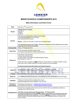 MINOR SCHOOLS CHAMPIONSHIPS 2015 Meet Information and Entry Forms Date: