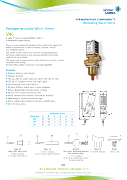 V46 Pressure Actuated Water Valves refrigeration components Modulating Water Valves
