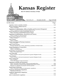 Kansas Register In this issue . . . Page