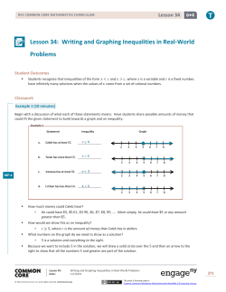 Lesson 34:  Writing and Graphing Inequalities in Real-World Problems 6•4