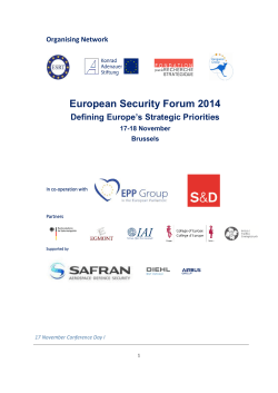 European Security Forum 2014 Defining Europe’s Strategic Priorities Organising Network