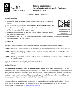 The Sun Life Financial Canadian Open Mathematics Challenge STUDENT INSTRUCTION SHEET