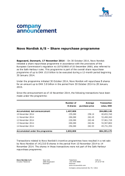 Novo Nordisk A/S – Share repurchase programme