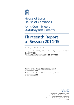 Thirteenth Report of Session 2014-15 House of Lords House of Commons