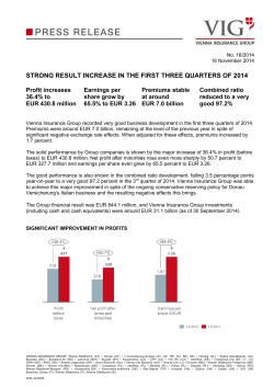 STRONG RESULT INCREASE IN THE FIRST THREE QUARTERS OF 2014