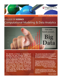 Big Data Computational Modeling &amp; Data Analytics SCIENCE