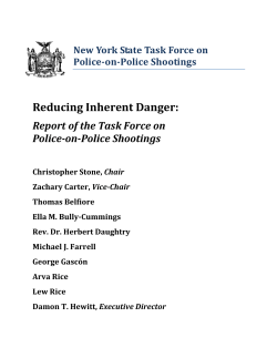 Reducing Inherent Danger:  Report of the Task Force on  Police­on­Police Shootings  New York State Task Force on  