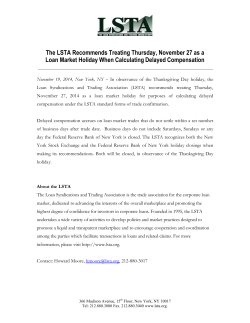 The LSTA Recommends Treating Thursday, November 27 as a