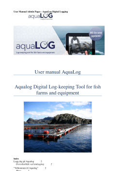 User manual AquaLog Aqualog Digital Log-keeping Tool for fish farms and equipment