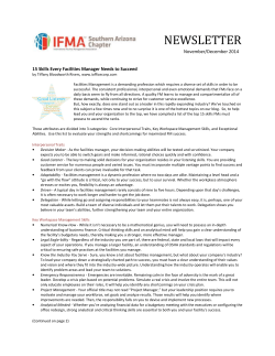NEWSLETTER November/December 2014 15 Skills Every Facilities Manager Needs to Succeed
