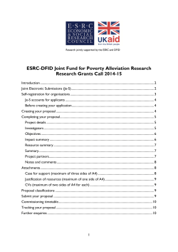 ESRC-DFID Joint Fund for Poverty Alleviation Research Research Grants Call 2014-15