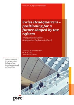 Swiss Headquarters – positioning for a future shaped by tax reform