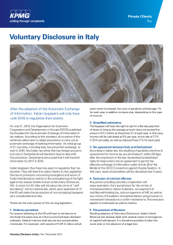 Voluntary Disclosure in Italy Private Clients Tax
