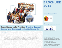 BROCHURE 2015 From Research to Practice: