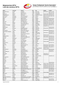 Mitgliederliste SPTA Liste des membres SPTA