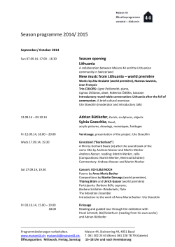 Season programme 2014/ 2015 Season opening Lithuania