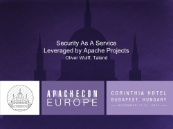 Security As A Service Leveraged by Apache Projects Oliver Wulff, Talend
