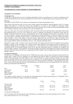 TEMPLETON EMERGING MARKETS INVESTMENT TRUST PLC (&#34;TEMIT&#34;) (&#34;the Company&#34;)