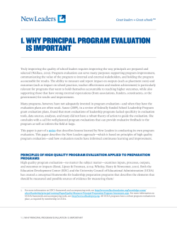 1.  WHY PRINCIPAL PROGRAM EVALUATION IS IMPORTANT