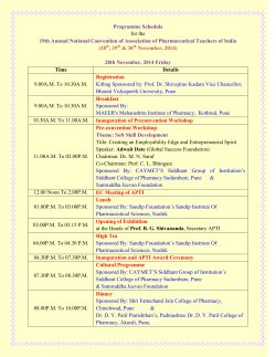 Programme Schedule 28th November, 2014 Friday