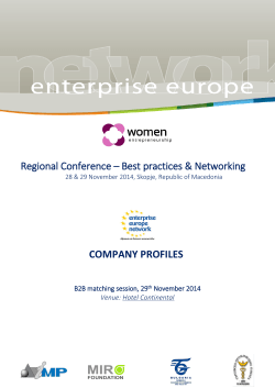 Regional Conference – Best practices &amp; Networking COMPANY PROFILES
