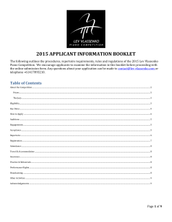 2015 APPLICANT INFORMATION BOOKLET