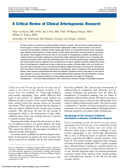 A Critical Review of Clinical Arteriogenesis Research D,* Wolfgang Schaper, MD,†
