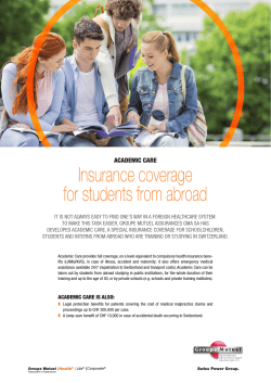 Insurance coverage for students from abroad ACADEMIC CARE