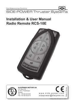 Installation &amp; User Manual Radio Remote RCS-10E