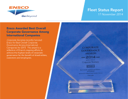 Fleet Status Report 17 November 2014 Ensco Awarded Best Overall Corporate Governance Among