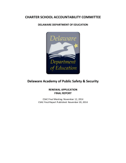 CHARTER SCHOOL ACCOUNTABILITY COMMITTEE Delaware Academy of Public Safety &amp; Security