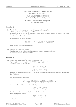 MA3110 Mathematical Analysis II AY 2010/2011 Sem 1 NATIONAL UNIVERSITY OF SINGAPORE