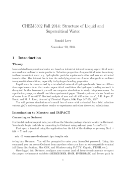CHEM5302 Fall 2014: Structure of Liquid and Supercritical Water 1 Introduction