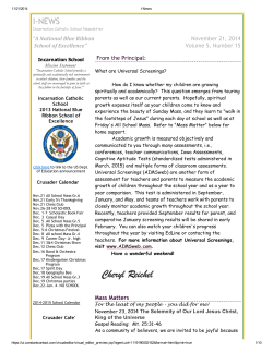 I-NEWS &#34;A	National	Blue	Ribbon School	of	Excellence&#34; November 21, 2014
