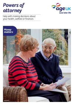 Powers of attorney Money matters