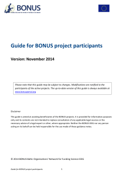 Guide for BONUS project participants Version: November 2014