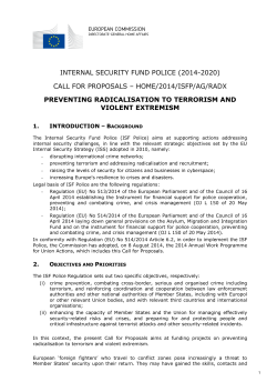 INTERNAL SECURITY FUND POLICE (2014-2020) CALL FOR PROPOSALS – HOME/2014/ISFP/AG/RADX