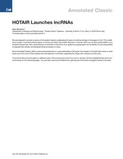 Annotated Classic HOTAIR Launches lncRNAs Irene Bozzoni *