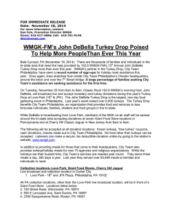 FOR IMMEDIATE RELEASE Date:  November 18, 2014