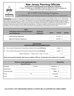 New Jersey Planning Officials 2014 NJPO Fall Training Programs NEW for