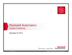 Rockwell Automation Investor Conference November 20, 2014